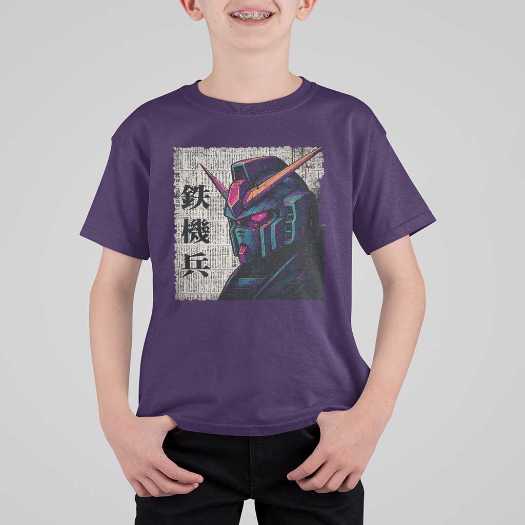 Japanese Mecha Robot T Shirt For Kid Samurai Inspired Futuristic Kanji Design