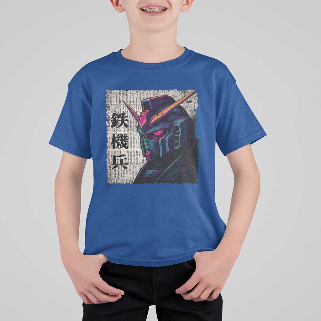 Japanese Mecha Robot T Shirt For Kid Samurai Inspired Futuristic Kanji Design