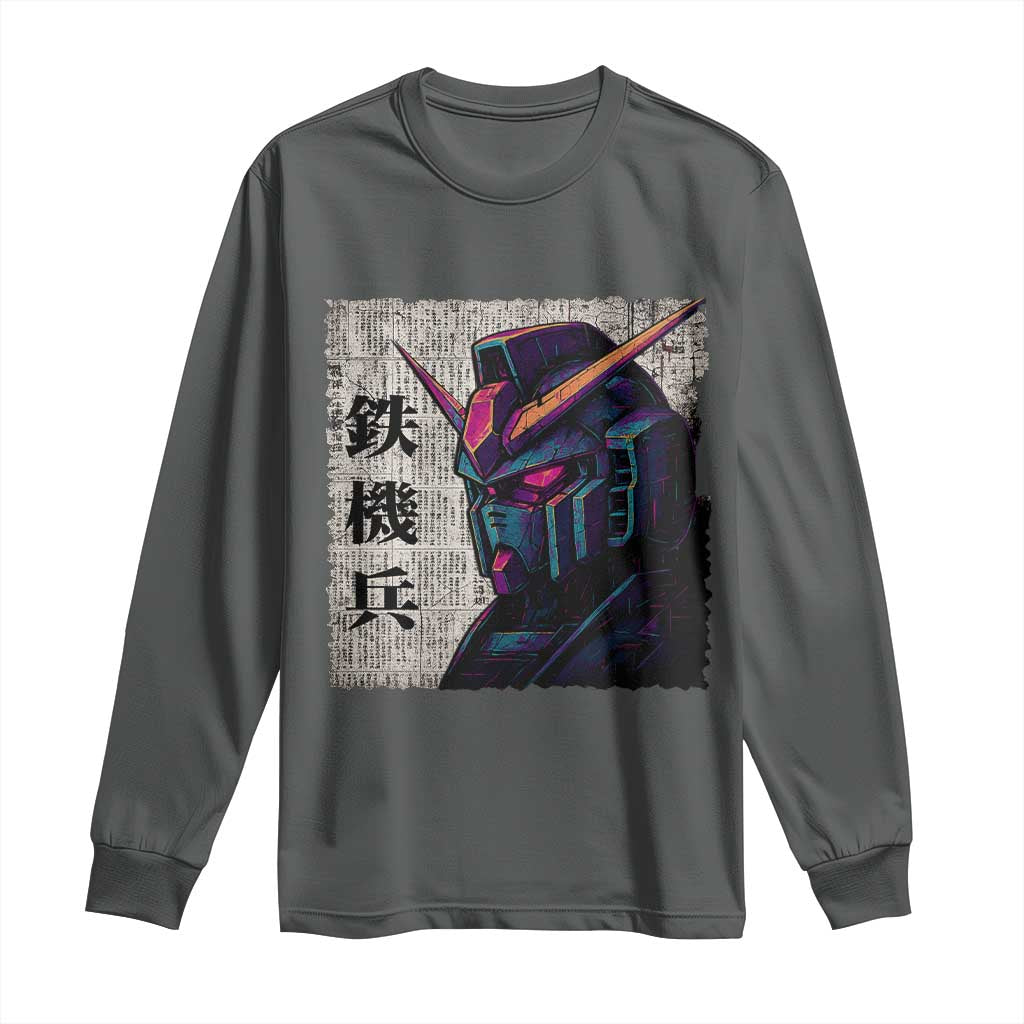 Japanese Mecha Robot Long Sleeve Shirt Samurai Inspired Futuristic Kanji Design
