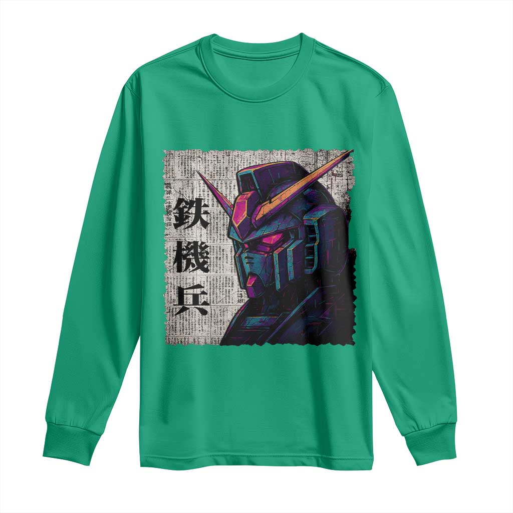 Japanese Mecha Robot Long Sleeve Shirt Samurai Inspired Futuristic Kanji Design