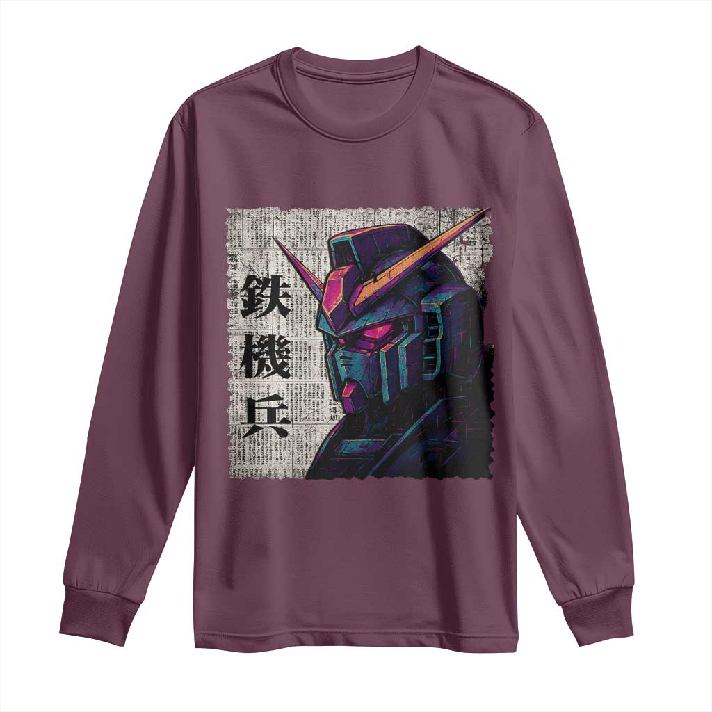 Japanese Mecha Robot Long Sleeve Shirt Samurai Inspired Futuristic Kanji Design