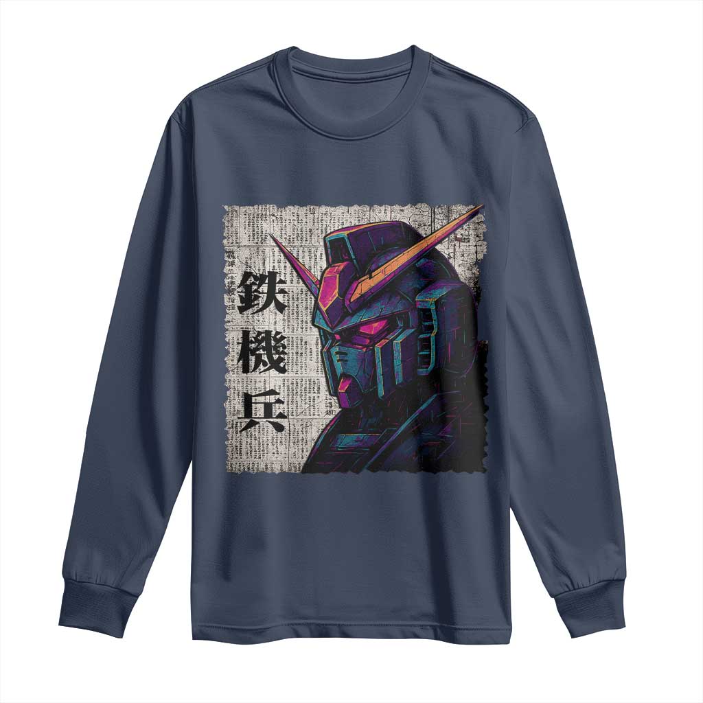 Japanese Mecha Robot Long Sleeve Shirt Samurai Inspired Futuristic Kanji Design
