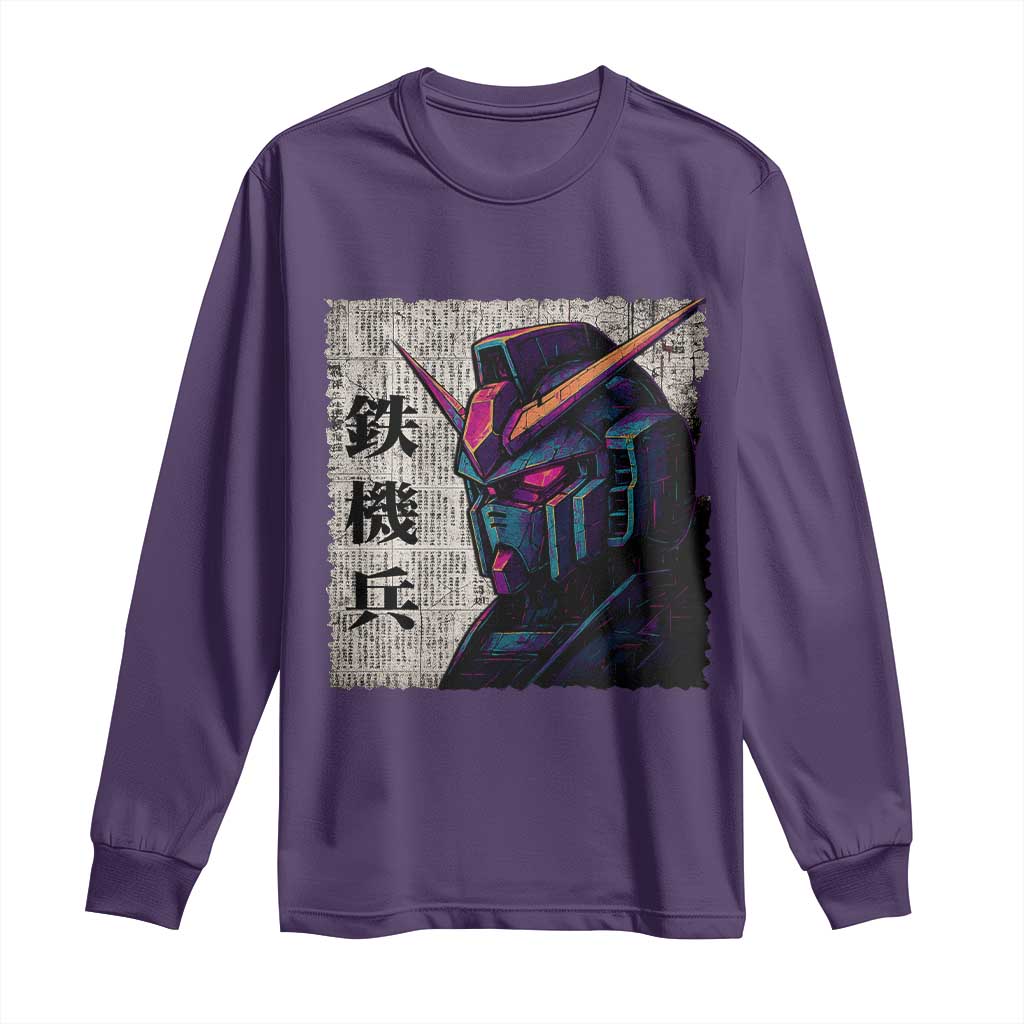 Japanese Mecha Robot Long Sleeve Shirt Samurai Inspired Futuristic Kanji Design