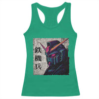 Japanese Mecha Robot Racerback Tank Top Samurai Inspired Futuristic Kanji Design