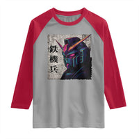Japanese Mecha Robot Raglan Shirt Samurai Inspired Futuristic Kanji Design