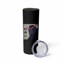Japanese Mecha Robot Skinny Tumbler Samurai Inspired Futuristic Kanji Design