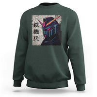 Japanese Mecha Robot Sweatshirt Samurai Inspired Futuristic Kanji Design