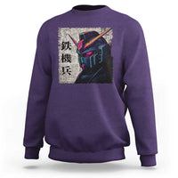 Japanese Mecha Robot Sweatshirt Samurai Inspired Futuristic Kanji Design