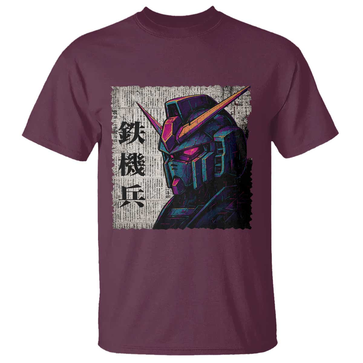 Japanese Mecha Robot T Shirt Samurai Inspired Futuristic Kanji Design