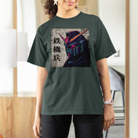 Japanese Mecha Robot T Shirt For Women Samurai Inspired Futuristic Kanji Design