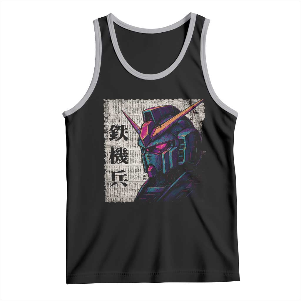 Japanese Mecha Robot Tank Top Samurai Inspired Futuristic Kanji Design