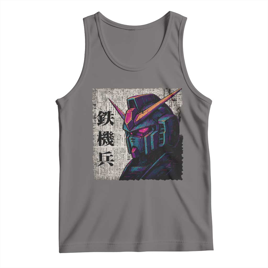 Japanese Mecha Robot Tank Top Samurai Inspired Futuristic Kanji Design