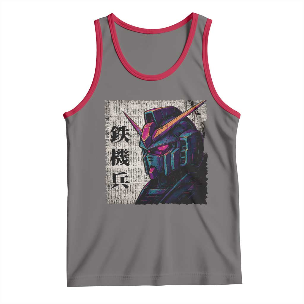 Japanese Mecha Robot Tank Top Samurai Inspired Futuristic Kanji Design