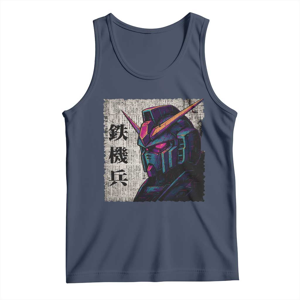 Japanese Mecha Robot Tank Top Samurai Inspired Futuristic Kanji Design