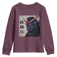 Japanese Mecha Robot Youth Sweatshirt Samurai Inspired Futuristic Kanji Design