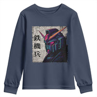 Japanese Mecha Robot Youth Sweatshirt Samurai Inspired Futuristic Kanji Design