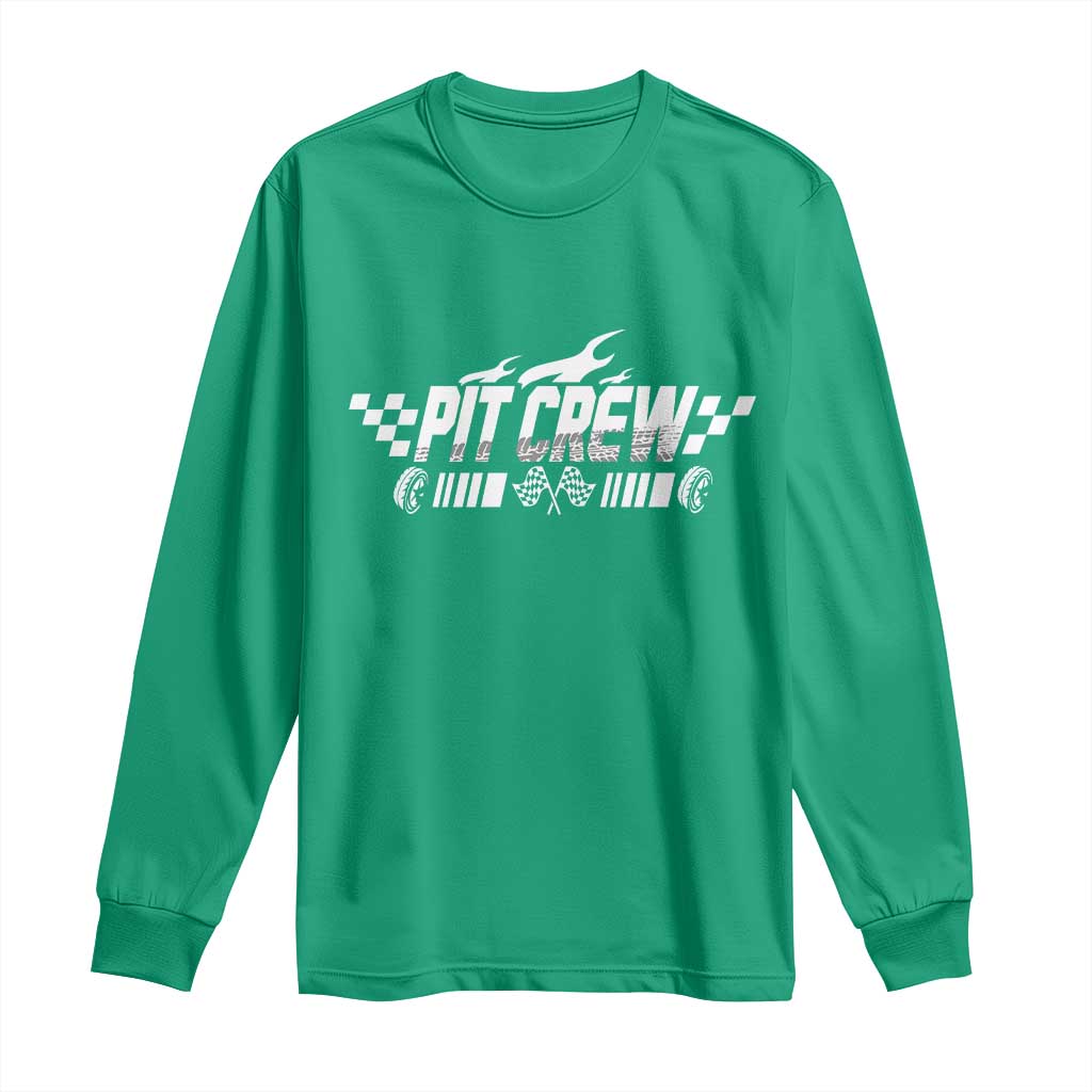 Pit Crew Long Sleeve Shirt Race Car Family Racing Birthday Hosting Parties - Wonder Print Shop