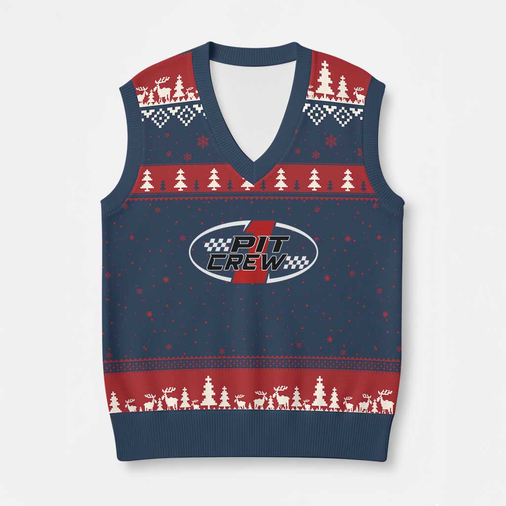 Pit Crew V-Neck Knit Sweater Vest Race Car Racing Birthday Hosting Parties - Wonder Print Shop