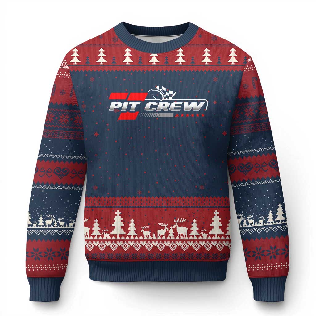 Pit Crew Ugly Christmas Sweater Family Racing Birthday Race Car - Wonder Print Shop
