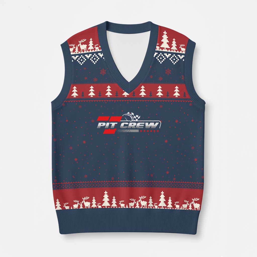 Pit Crew V-Neck Knit Sweater Vest Family Racing Birthday Race Car - Wonder Print Shop
