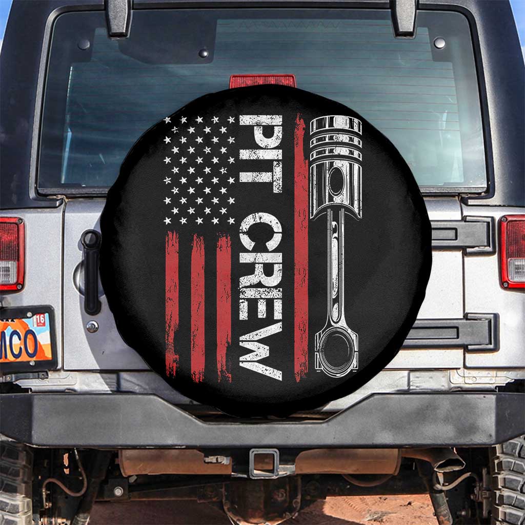 Pit Crew Spare Tire Cover Racing Race Car American Flag - Wonder Print Shop