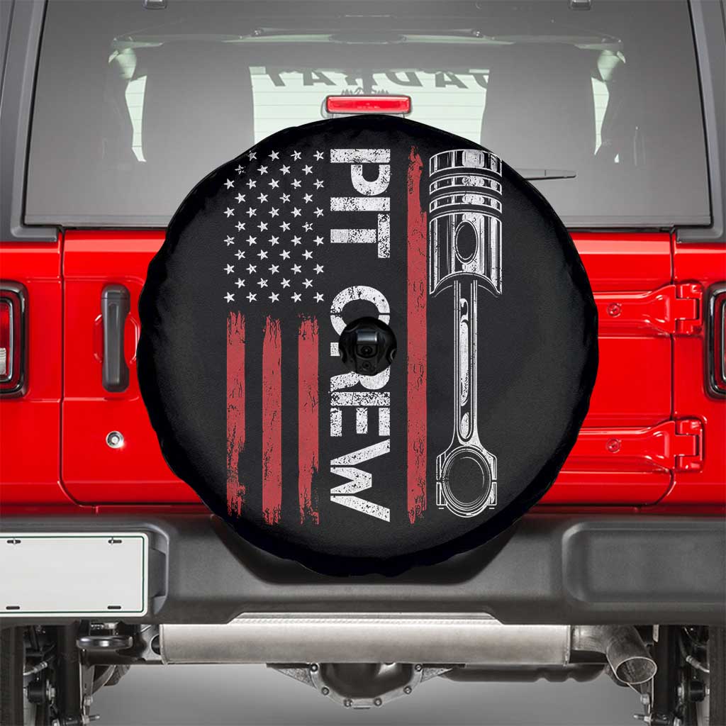 Pit Crew Spare Tire Cover Racing Race Car American Flag - Wonder Print Shop