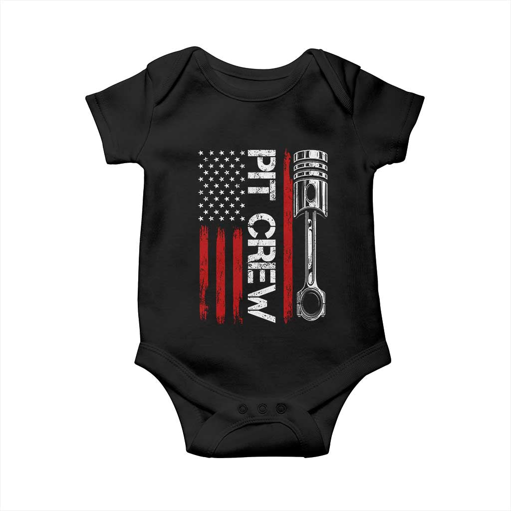 Pit Crew Baby Onesie Racing Race Car American Flag - Wonder Print Shop