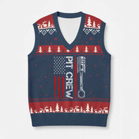 Pit Crew V-Neck Knit Sweater Vest Racing Race Car American Flag - Wonder Print Shop