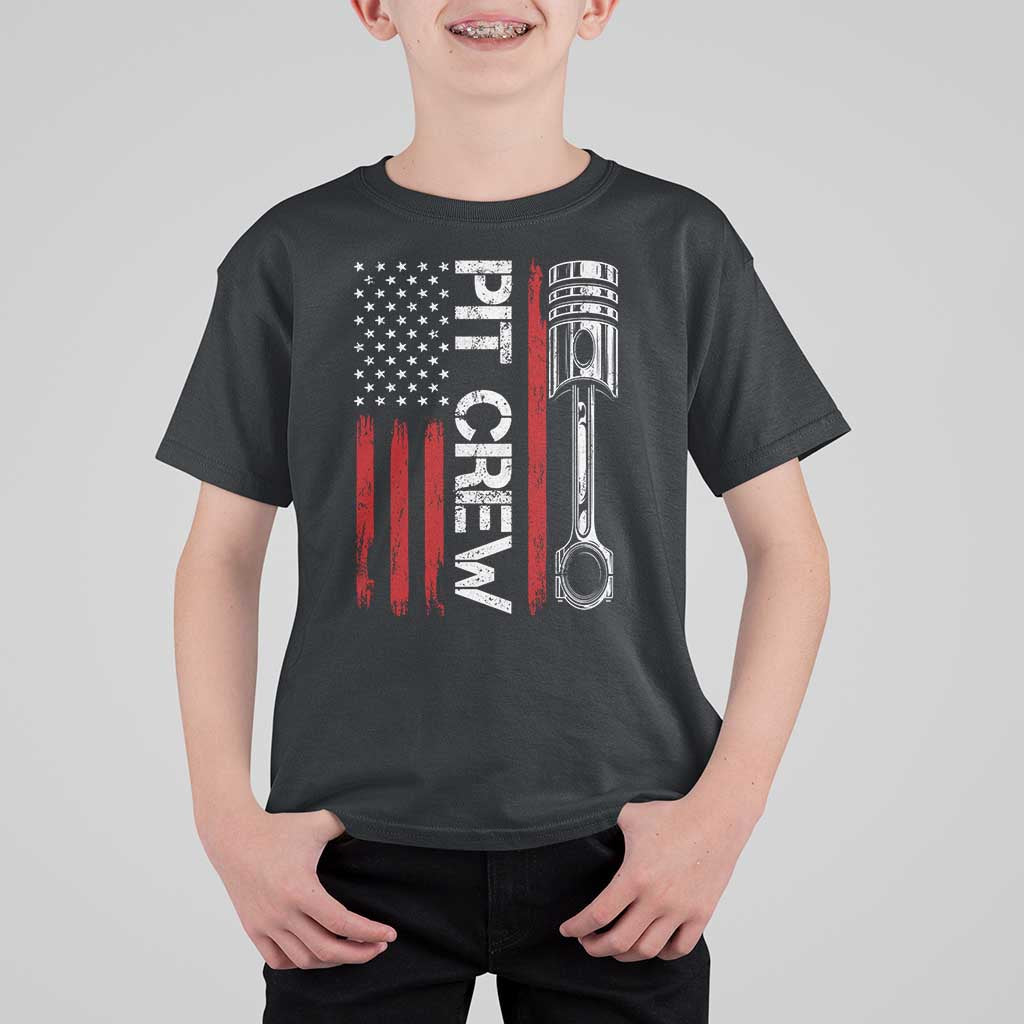 Pit Crew T Shirt For Kid Racing Race Car American Flag - Wonder Print Shop