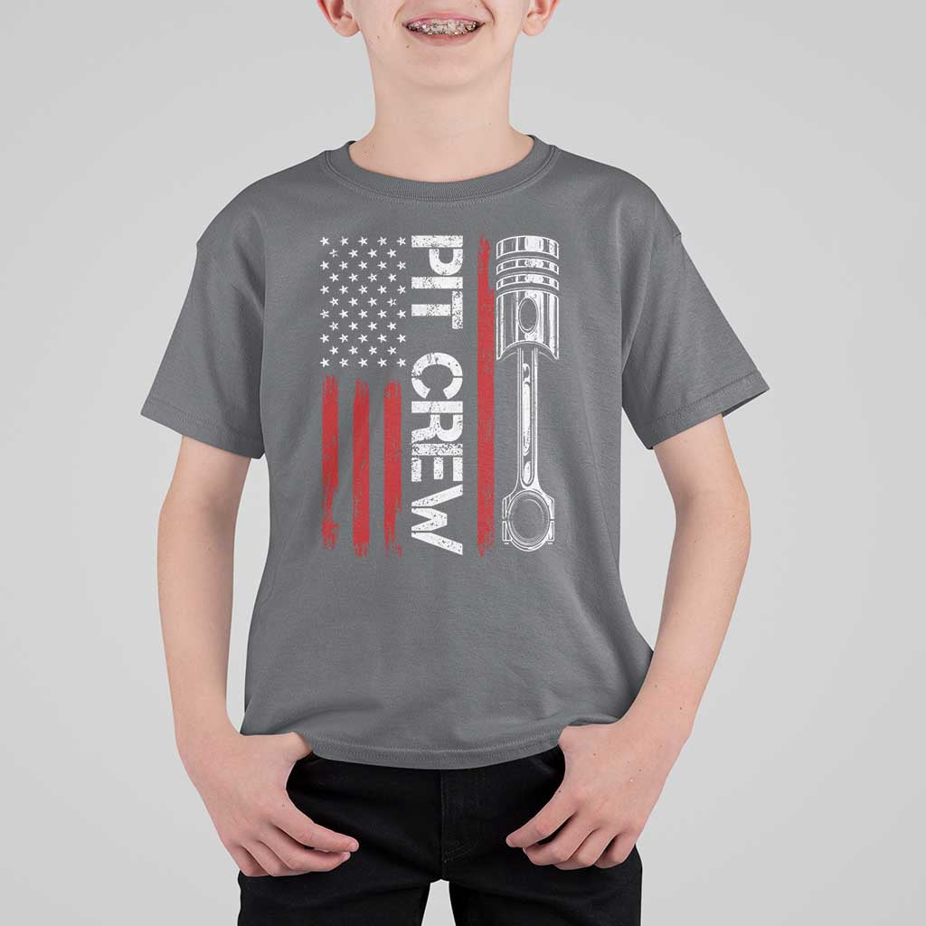 Pit Crew T Shirt For Kid Racing Race Car American Flag - Wonder Print Shop