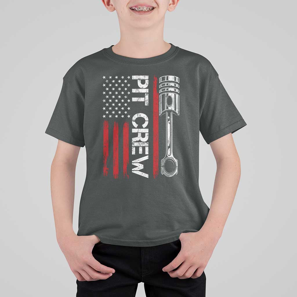 Pit Crew T Shirt For Kid Racing Race Car American Flag - Wonder Print Shop