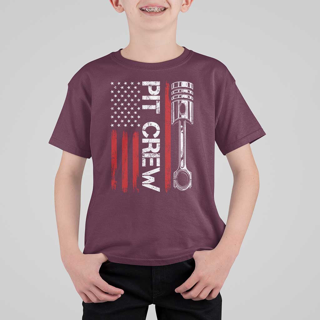 Pit Crew T Shirt For Kid Racing Race Car American Flag - Wonder Print Shop