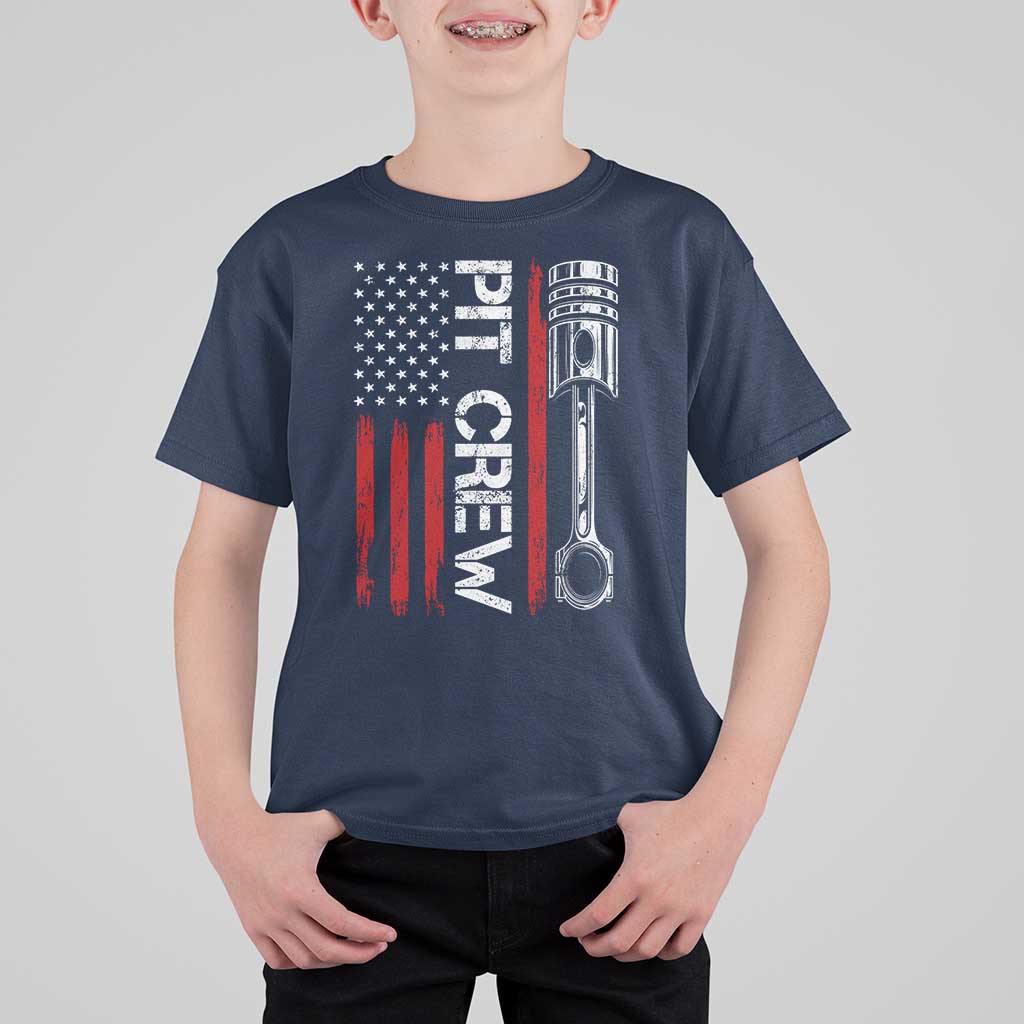 Pit Crew T Shirt For Kid Racing Race Car American Flag - Wonder Print Shop