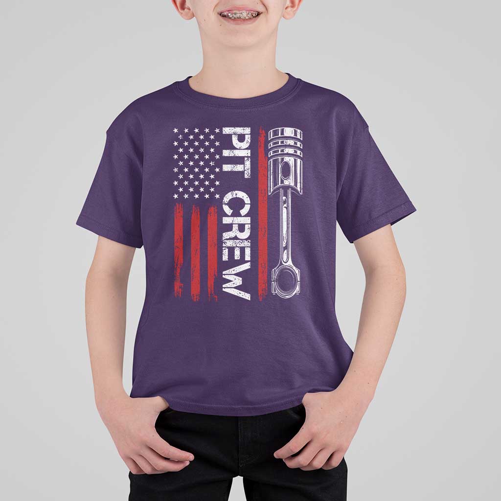Pit Crew T Shirt For Kid Racing Race Car American Flag - Wonder Print Shop