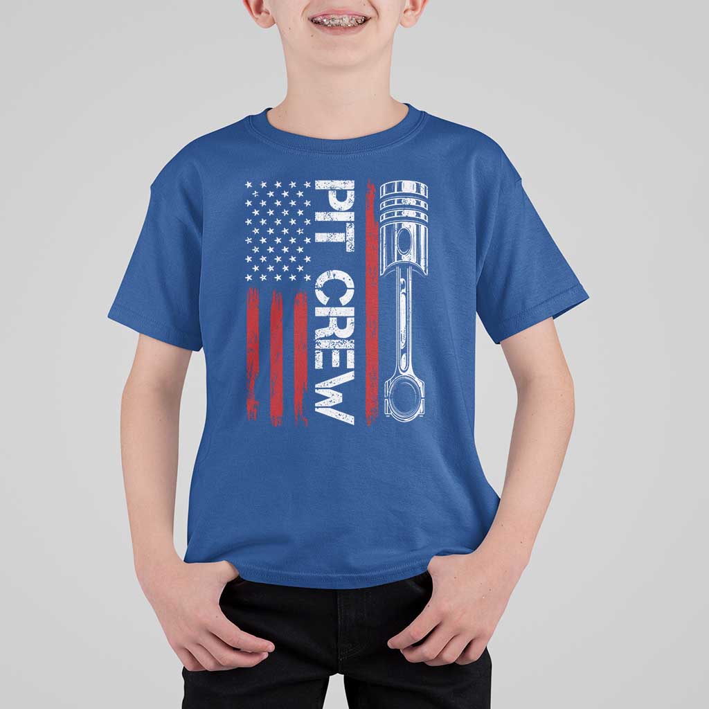 Pit Crew T Shirt For Kid Racing Race Car American Flag - Wonder Print Shop