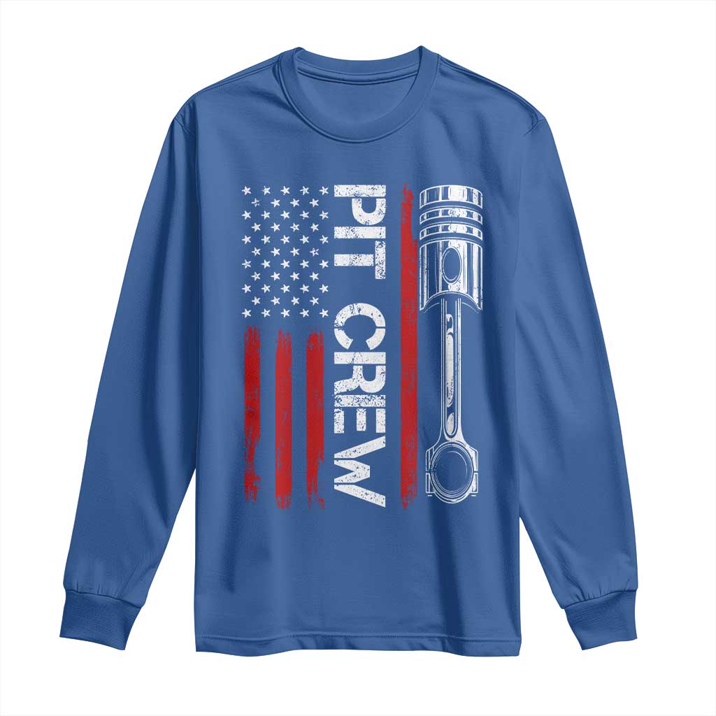 Pit Crew Long Sleeve Shirt Racing Race Car American Flag - Wonder Print Shop
