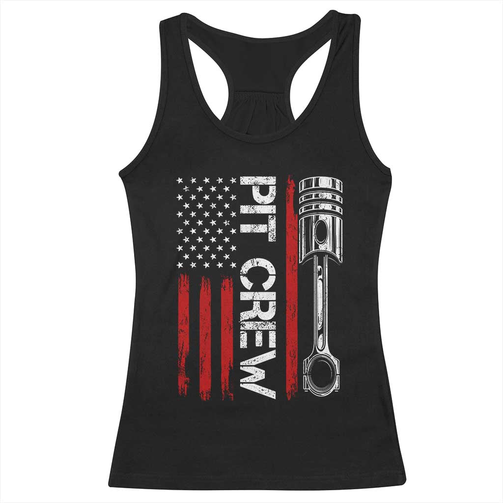 Pit Crew Racerback Tank Top Racing Race Car American Flag - Wonder Print Shop
