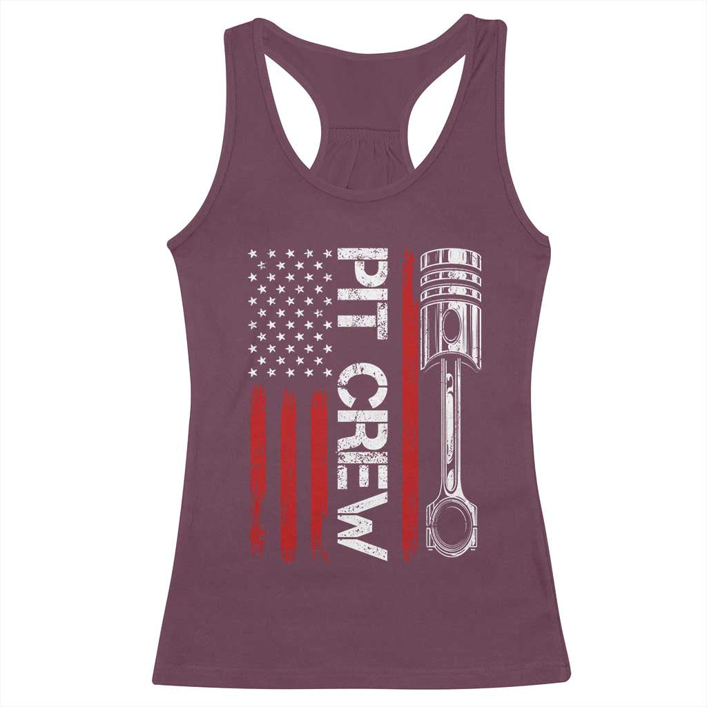 Pit Crew Racerback Tank Top Racing Race Car American Flag - Wonder Print Shop