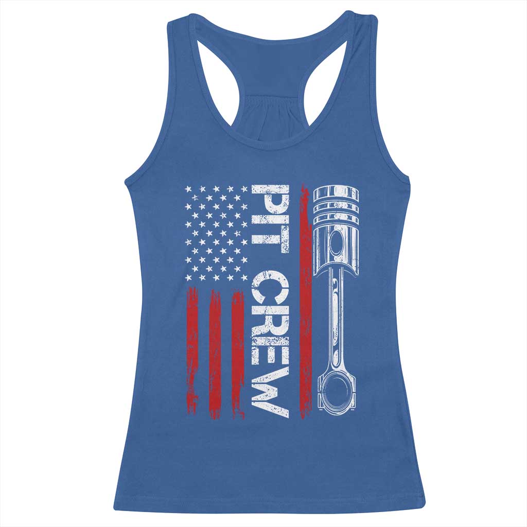 Pit Crew Racerback Tank Top Racing Race Car American Flag - Wonder Print Shop