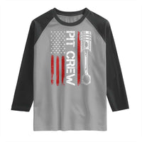 Pit Crew Raglan Shirt Racing Race Car American Flag - Wonder Print Shop