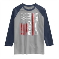 Pit Crew Raglan Shirt Racing Race Car American Flag - Wonder Print Shop