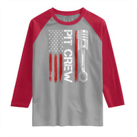 Pit Crew Raglan Shirt Racing Race Car American Flag - Wonder Print Shop