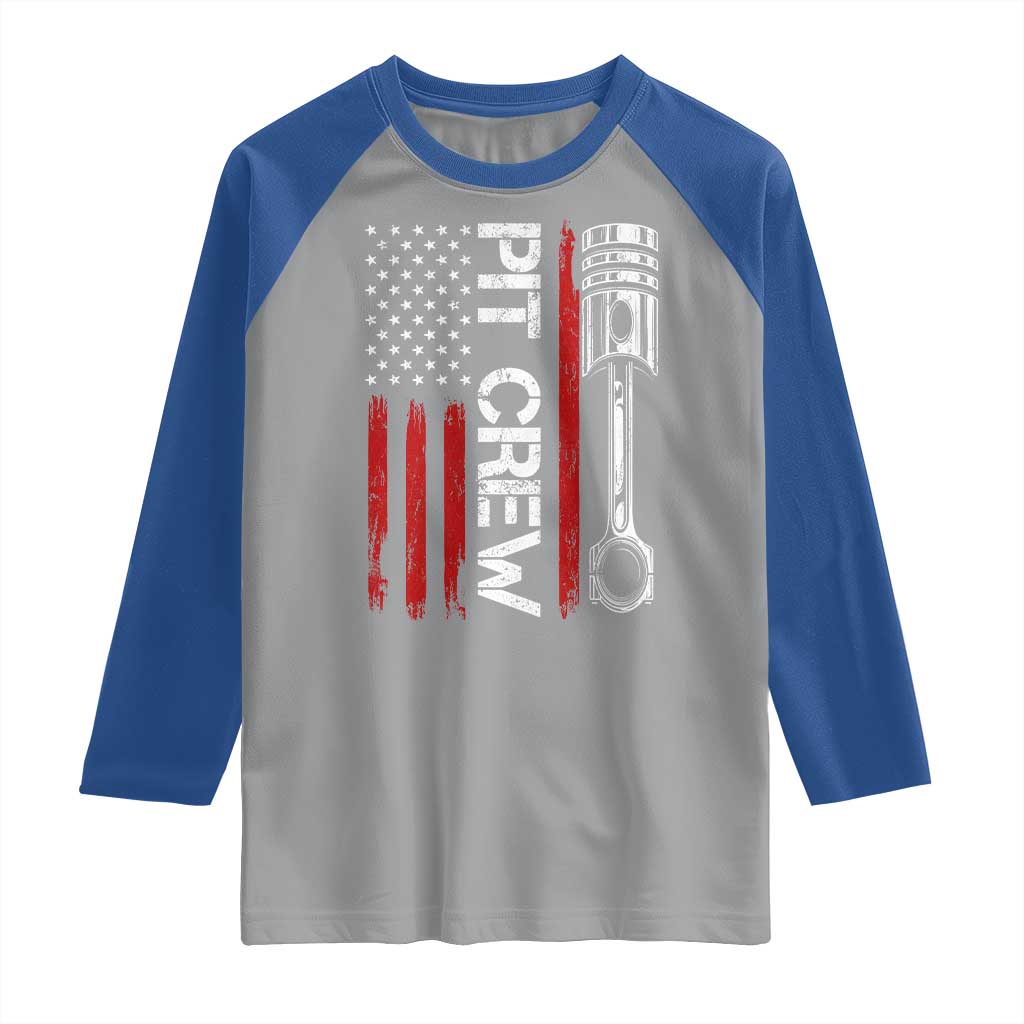 Pit Crew Raglan Shirt Racing Race Car American Flag - Wonder Print Shop