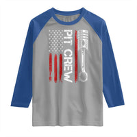 Pit Crew Raglan Shirt Racing Race Car American Flag - Wonder Print Shop