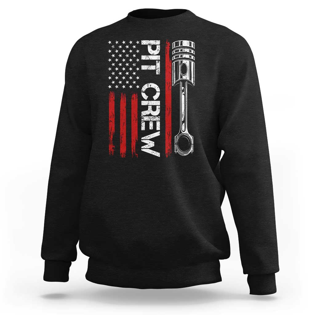 Pit Crew Sweatshirt Racing Race Car American Flag - Wonder Print Shop