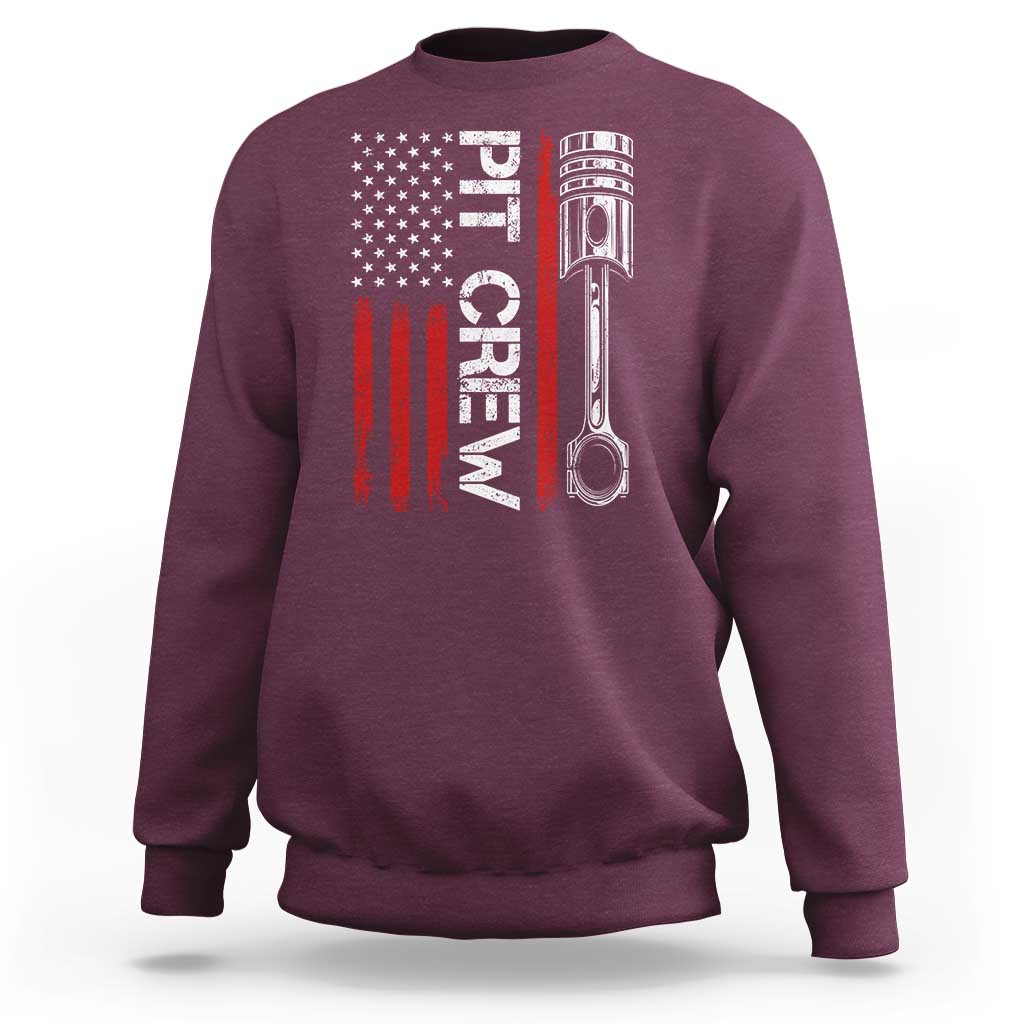 Pit Crew Sweatshirt Racing Race Car American Flag - Wonder Print Shop