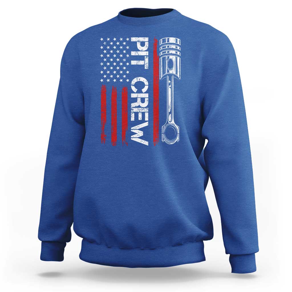 Pit Crew Sweatshirt Racing Race Car American Flag - Wonder Print Shop