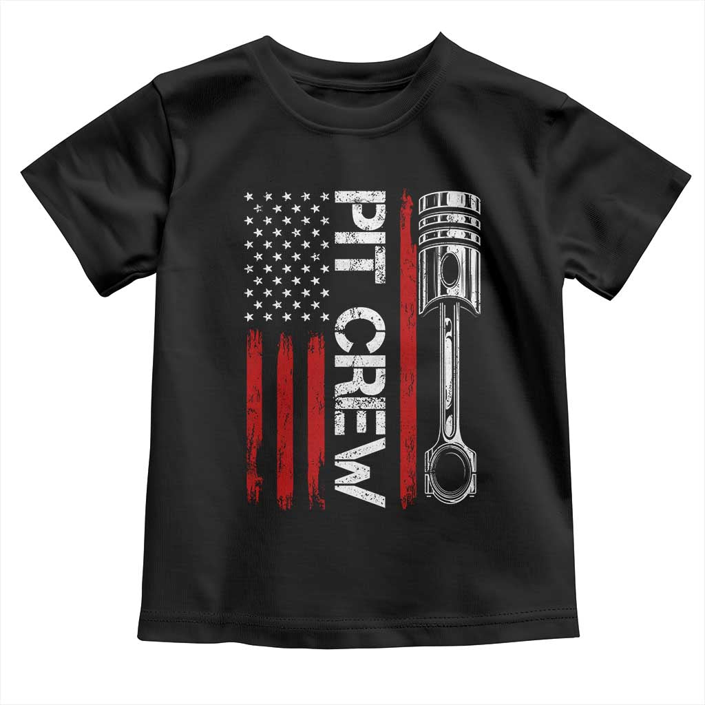 Pit Crew Toddler T Shirt Racing Race Car American Flag - Wonder Print Shop