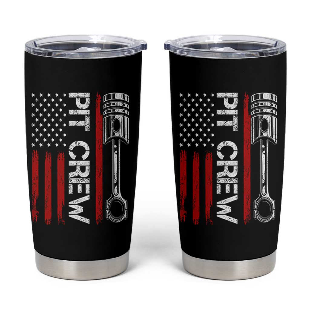 Pit Crew Tumbler Cup Racing Race Car American Flag - Wonder Print Shop