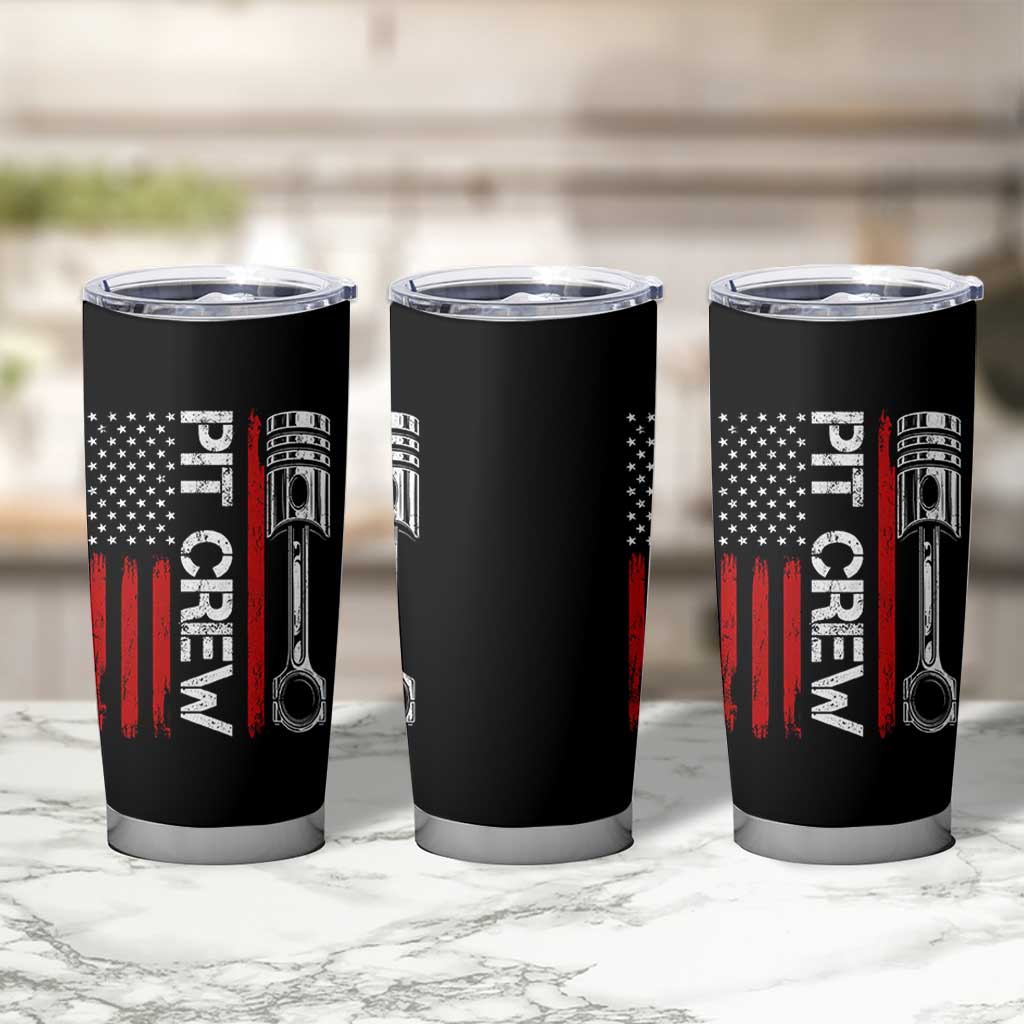 Pit Crew Tumbler Cup Racing Race Car American Flag - Wonder Print Shop